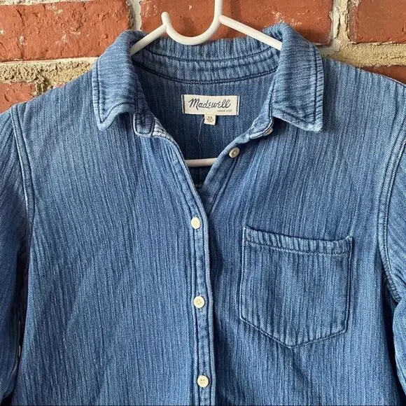 Madewell Button Down Denim Shirt Sz XS Long Sleeve Jean Shirt Western - Picture 2 of 10